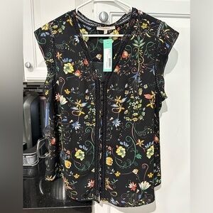 41Hawthorn Tribiani Lattice Detail Blouse Black Large New With Tags